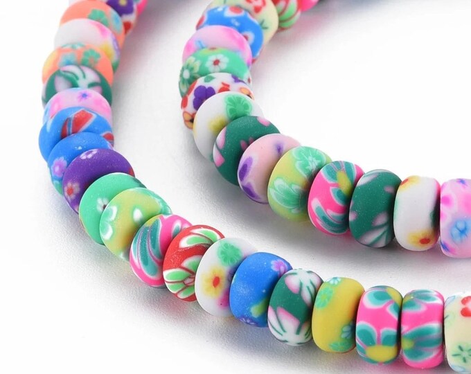 100pcs mix color flat round handmade polymer clay beads-pls pick a size