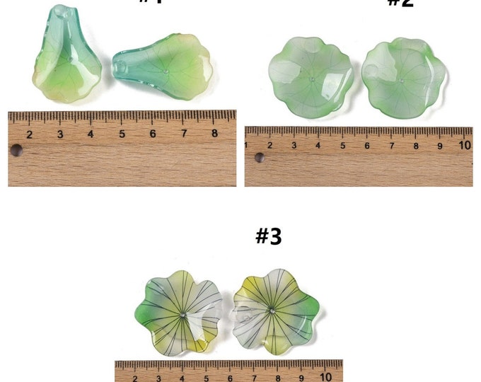 4pc acrylic Lotus Leaf Bead Caps-pls pick a style