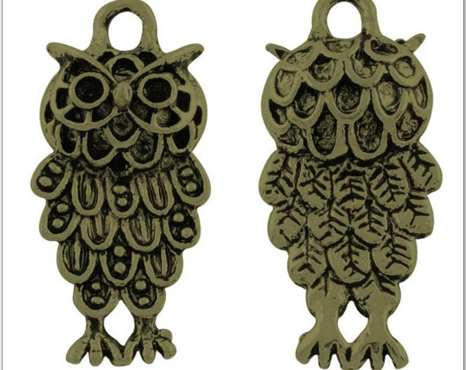 12pcs 24x12mm antique bronze finish metal owl pendants-r30022