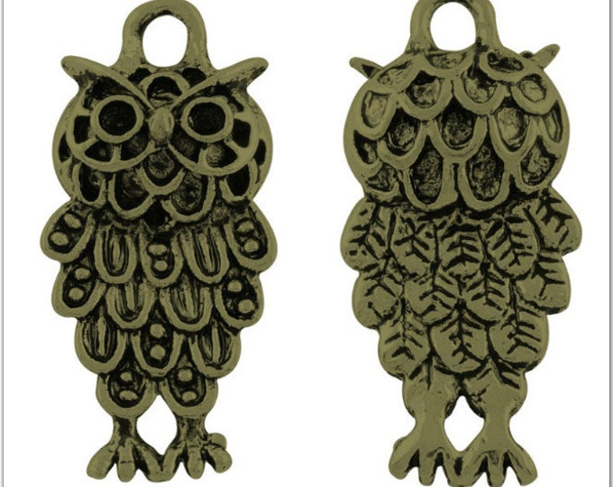 12pcs 24x12mm antique bronze finish metal owl pendants-r30022