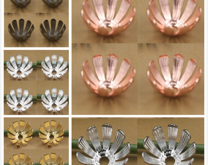 10pc 13x5mm brass made flower shape bendable bead caps-pls pick a color