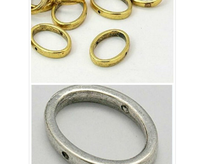 6pc 19x14mm antique finish oval shape metal connector-pls pick a color