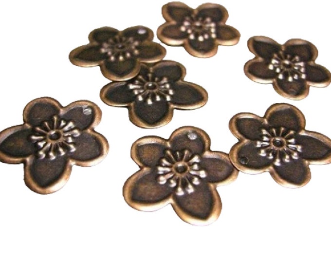 24 pc antique copper plated flower shape metal charm-1307