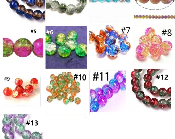 30pc 8mm 2 color tone round crackle glass bead-pls pick a color