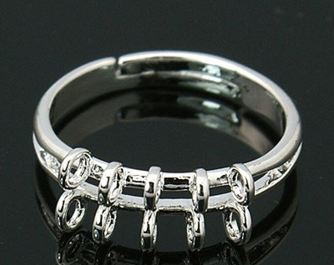 6pc silver finish adjustable ring shank-6974