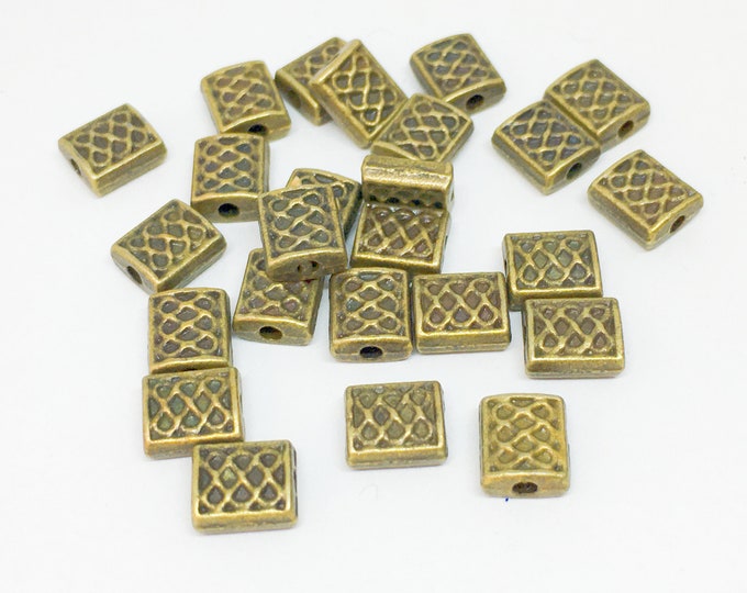24pc lead nickel free antique bronze metal rectangular beads-1885