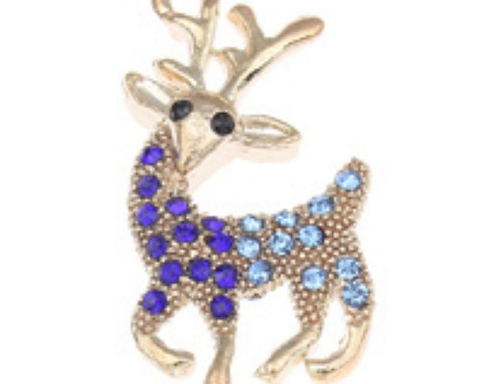 2pc 39x20mm gold finish with rhinestones metal deer pendants-7228z