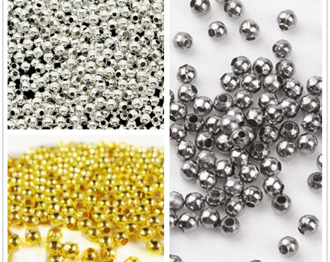 200pcs 2mm metal round spacer/beads-Pls pick a color