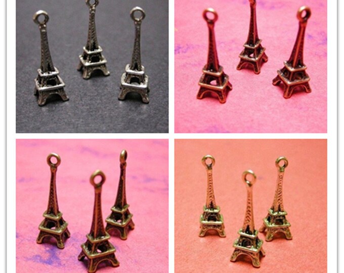 6pc 24mm antique finish metal alloy Eiffel  tower pendant-pls pick a color