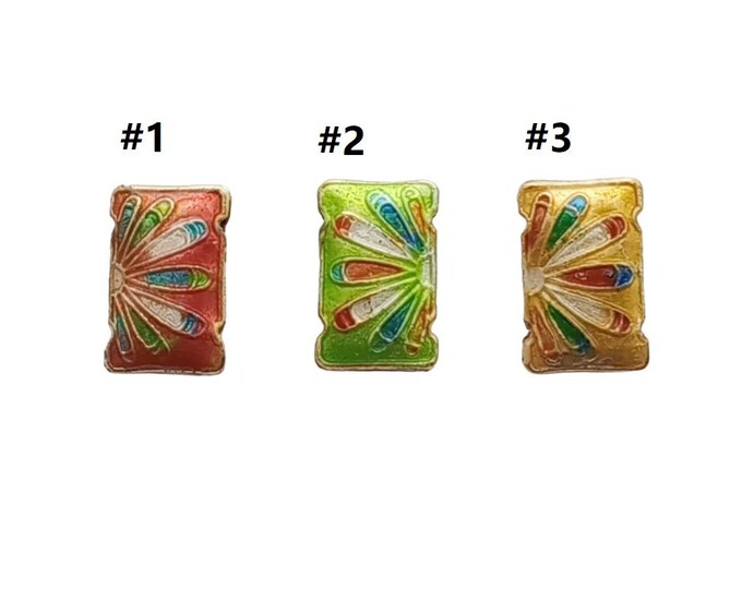 Pair of Elegant 19x12mm Cloisonné Rectangular Beads - Choose Your Favorite Color for Stunning Accents!