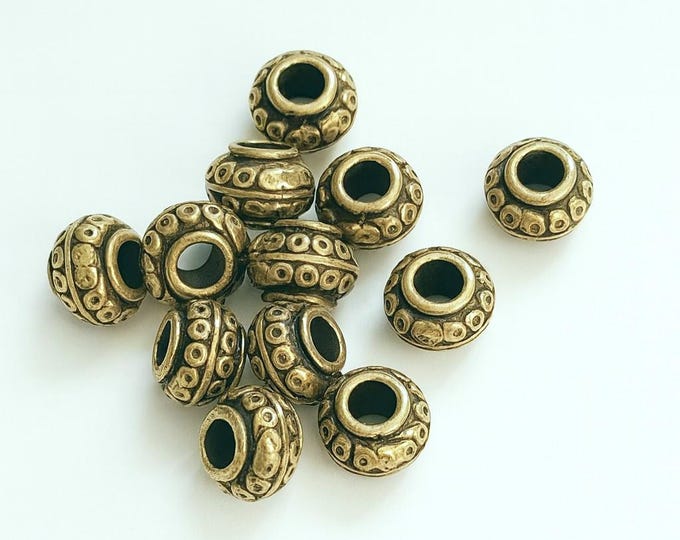 12pc 9x6.5mm antique bronze finish metal bead-6688