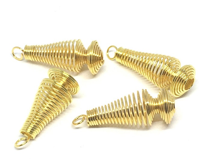 12pc 30x10mm gold finish metal spring  pendants-TEB20