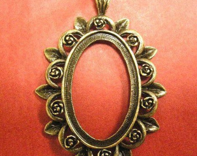 1pc fancy antique bronze finish cabochon setting pendant-4873