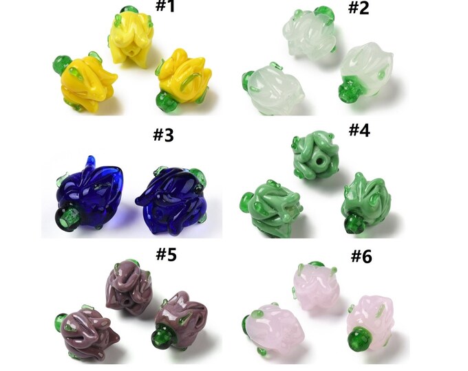 2pc Handmade Lampwork Beads, Flower, 16x14mm-pls pick a color