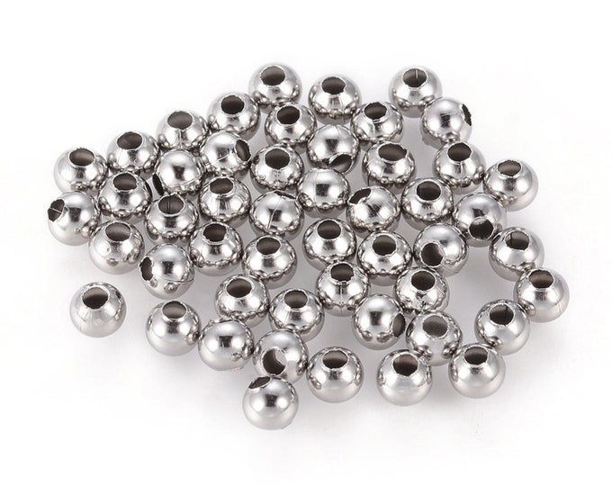100pc  stainless steel made round bead/spacers -Pls pick a size