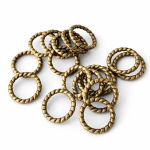 50pc 9mm antique bronze finish metal patterned rings-865