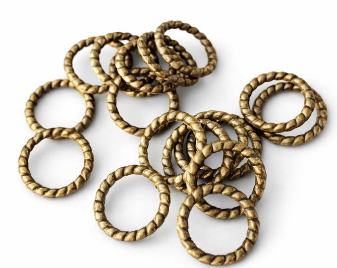50pc 9mm antique bronze finish metal patterned rings-865