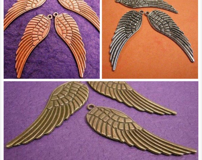 6pcs 49x16mm antique finish  angel wing pendants-pls select your color
