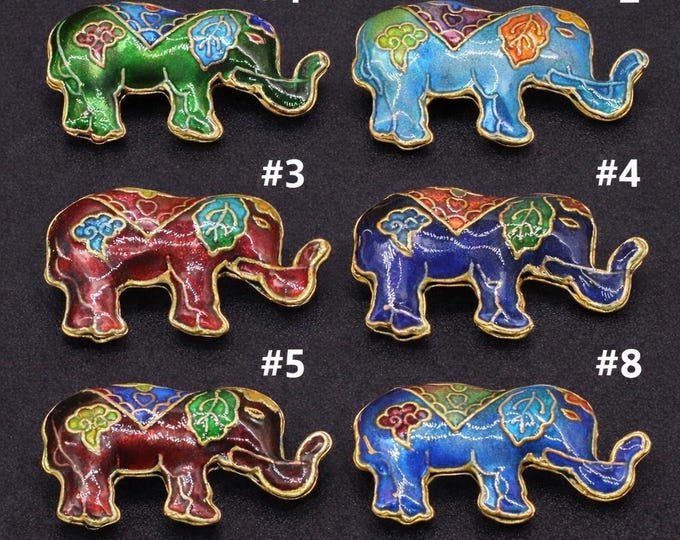 2pc 31x19mm handmade Elephant Cloisonne Beads -pls pick your color