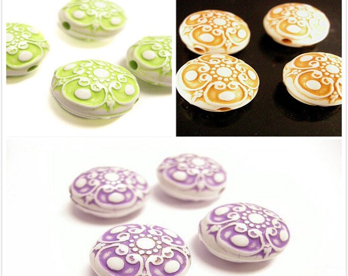 8pc 17x12mm flat round acrylic beads-pls pick a color