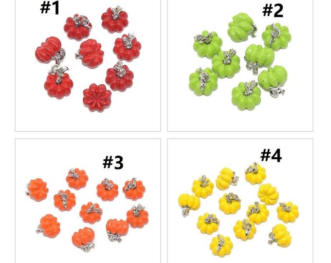 4pc 11x10mm Halloween  3D zinc alloy based painted pumpkin pendants-pls pick a color