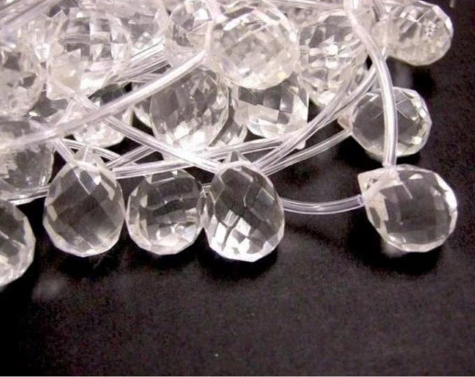 6pc 18x13mm crystal glass teardrop faceted beads-1578