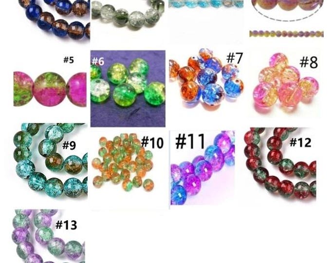 30pc 8mm 2 color tone round crackle glass bead-pls pick a color