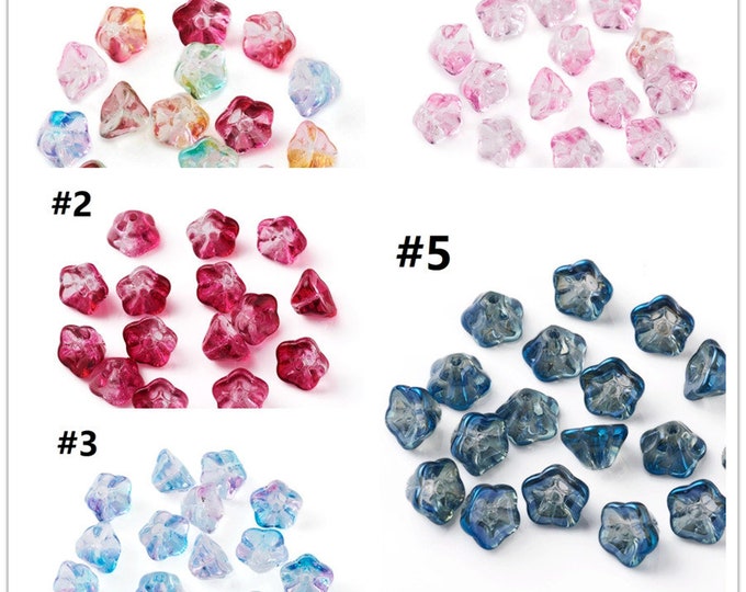 20pc 8.5mm  Electroplate Glass Beads in Trumpet Flower Shape- pls pick a color
