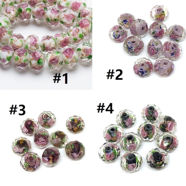 10 Pcs, Faceted Rondelle, Murano Glass, Lampwork Glass, 12x8mm beads-pls pick a color