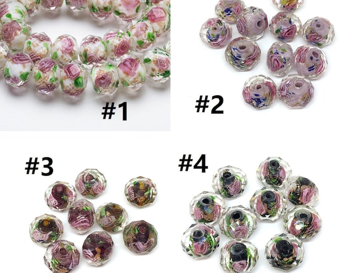 10 Pcs, Faceted Rondelle, Murano Glass, Lampwork Glass, 12x8mm beads-pls pick a color