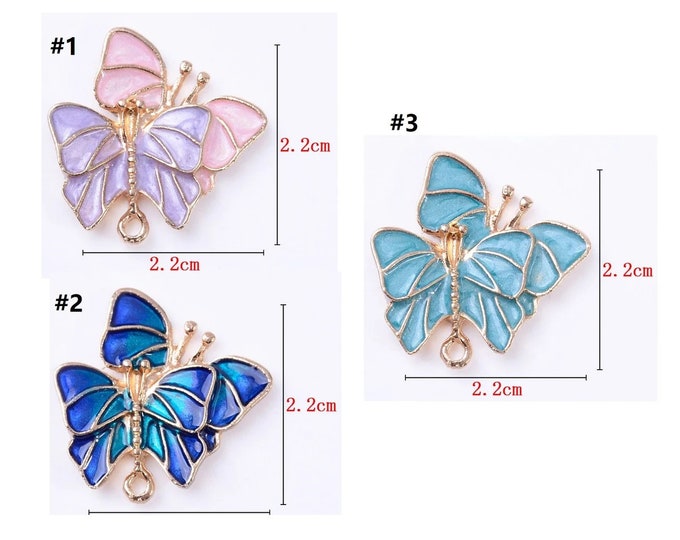4pc  golden finish with enamel butterfly shape pendants-pls pick a color