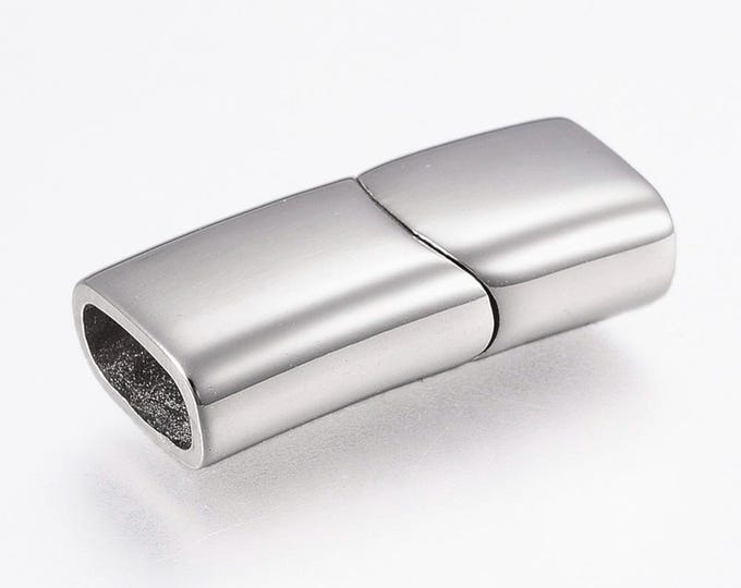 1 Set 304 Stainless Steel Magnetic Clasps, Tarnish Resistant Glue-in Ends (23x10x6mm)