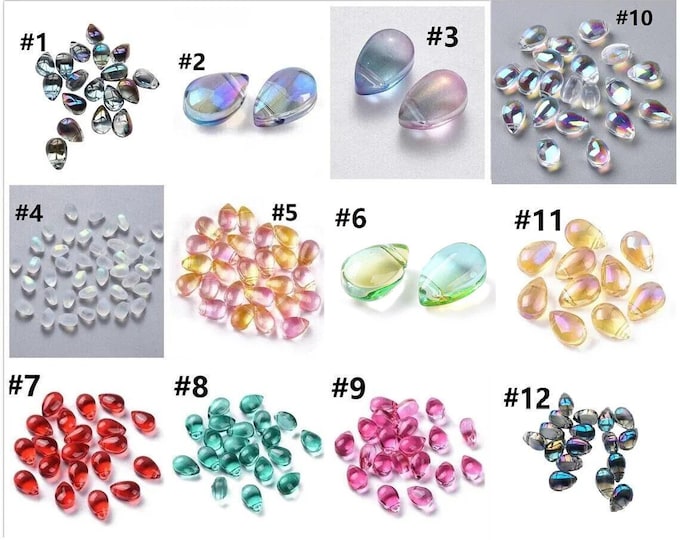 20pc 9x6mm teardrop shape electroplate glass charms/beads-pls pick a color