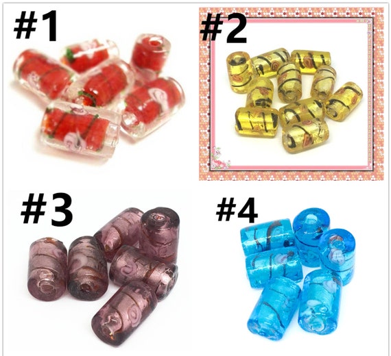 6pc 16x10mm tube style lampwork glass beads-pls pick a color
