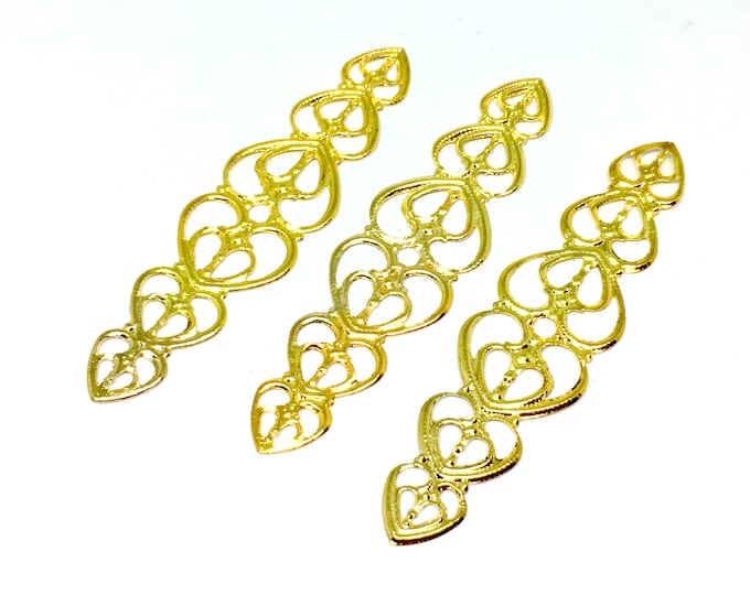 10pc 54x14mm gold finish filigree wraps-4047