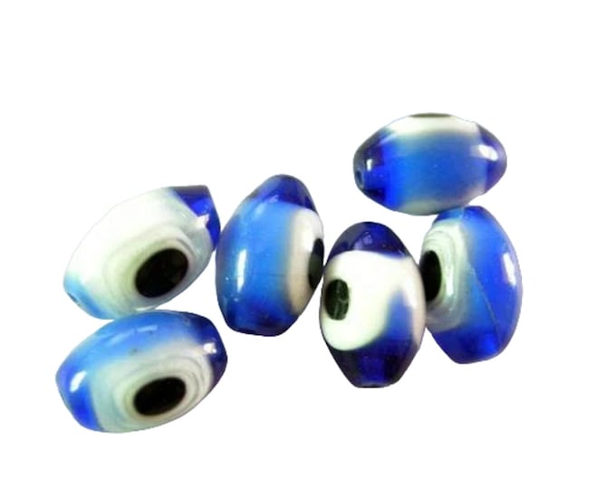 12pc oval shape lampwork glass evil eye beads- pls pick a color