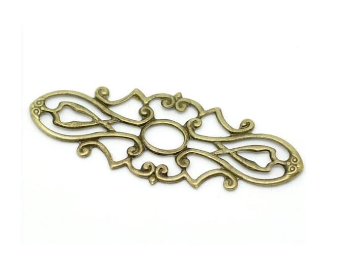 20pc antique bronze  3.8x1.5cm filigree wraps-1274