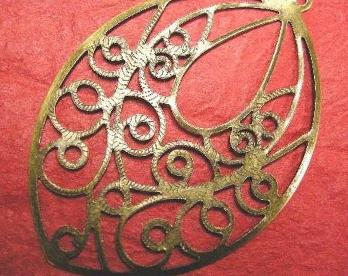 6pc antique bronze finish filigree leaf pendant-4055