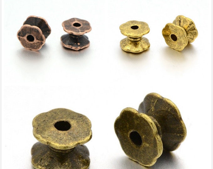 20pc 7x5mm antique finish double sided metal beads-Pls select a color