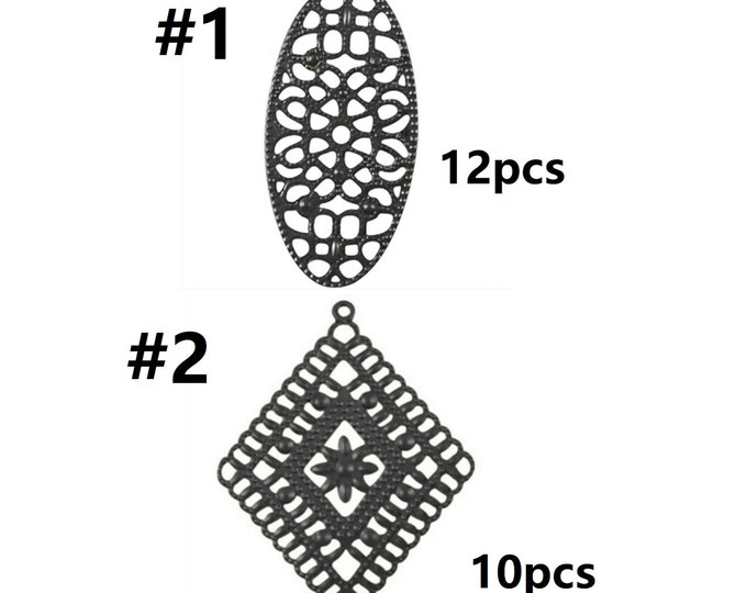 gunmetal finish filigree pendants-pls pick a style