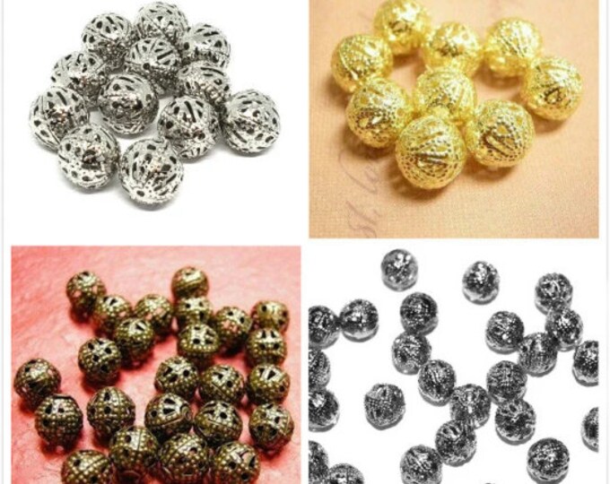 12pc 12mm antique finish filigree beads-pls pick a color