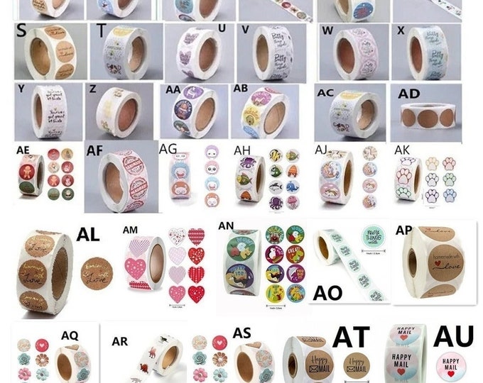 500pcs  1 roll of Various Pattern  Adhesive 1" stickers-pls pick a pattern