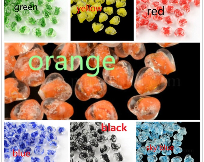 6PC 12mm  Handmade Luminous Heart Shape Lampwork Beads glow in the dark r385-pls pick a color