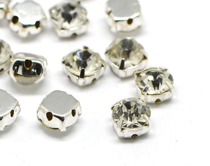 Platinum Tone Square Brass Crystal Rhinestone Montee Beads, Sew on Rhinestone-pls pick a size