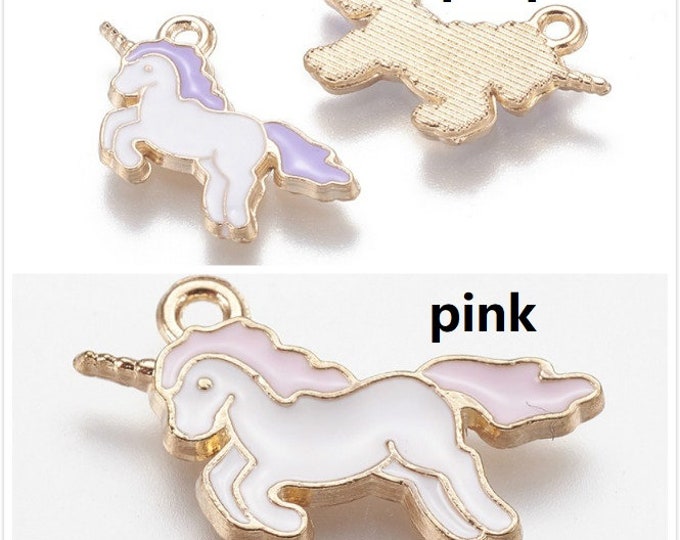 5pc 20x15mm metal with enamel unicorn pendant-pls pick a color