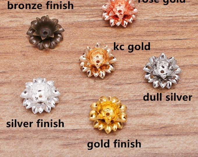 10pc 11mm Flower brass made filigree bead caps-pls select your own color