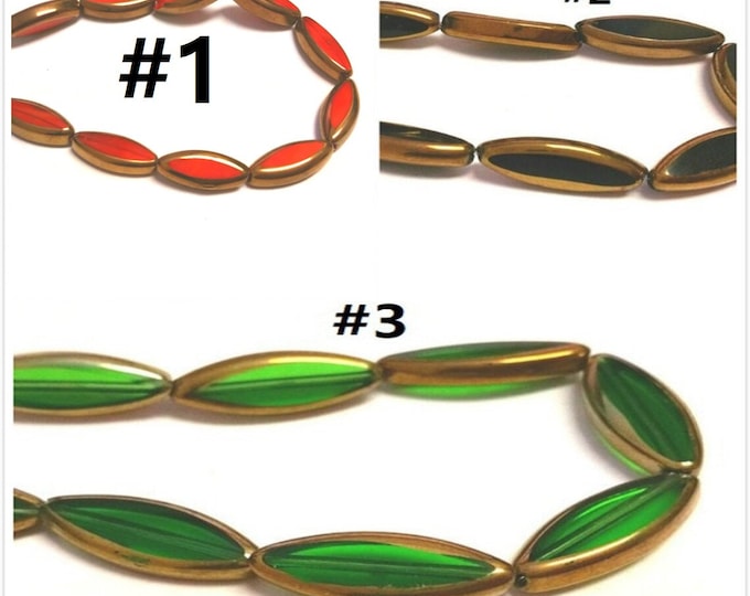 1 strand 17-18 pieces 19x8mm copper plated  glass beads-pls pick a color