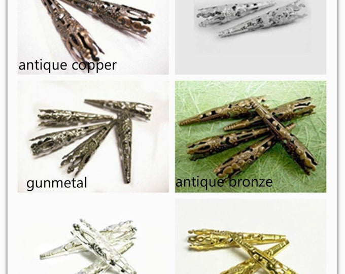 12pc 43mm filigree bead caps-pls select your own color