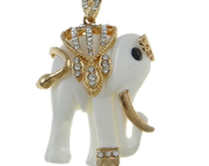 1pc 63x40mm zinc alloy enamel with rhinestone elephant pendant-8653f