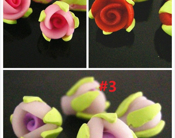 6pc Handmade Polymer Clay Flower Beads-pls pick a color